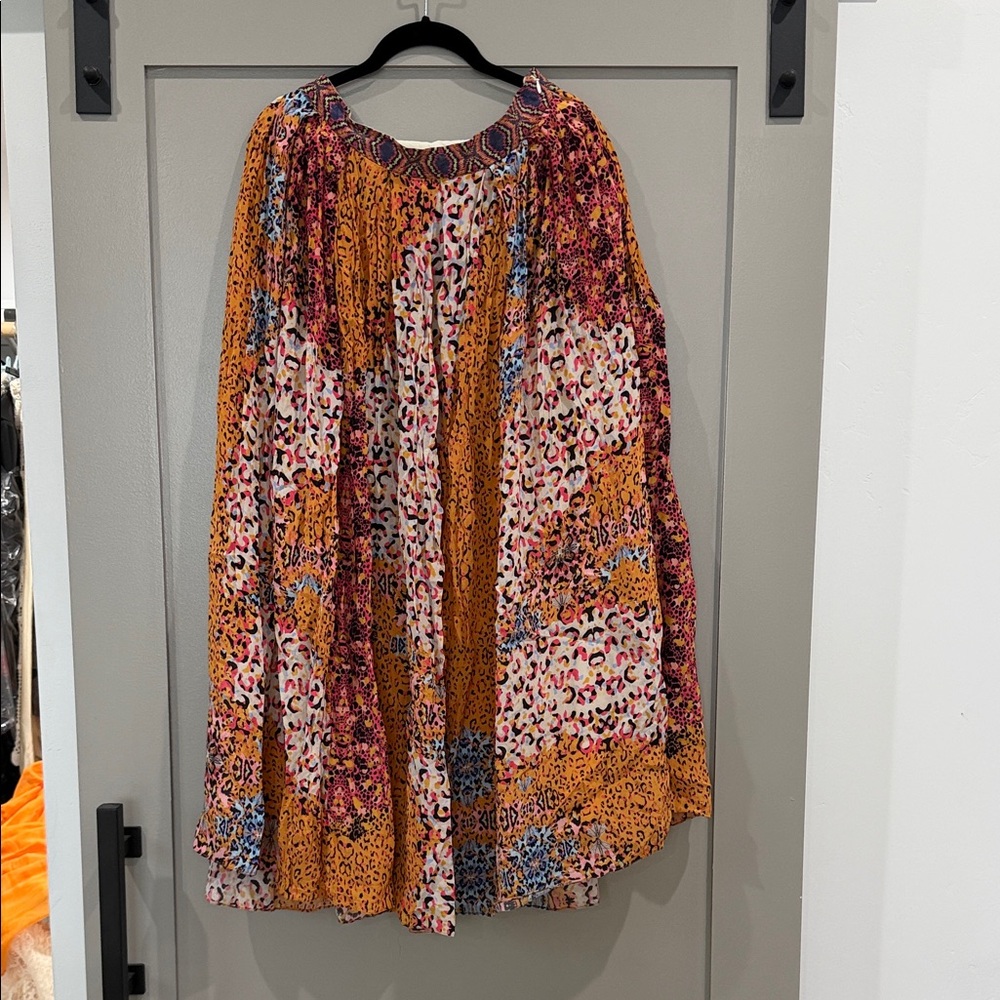 Anthropologie Orange and Pink A-Line Skirt